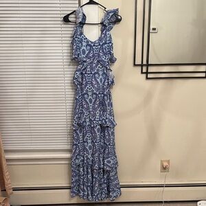 Simply Southern Blue and White Paisley (Turtle) Maxi Dress